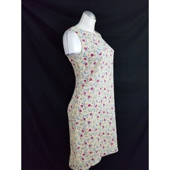 3/$25 Maggy London 4 Tan Floral Dress Sleeveless - Picture 3 of 6